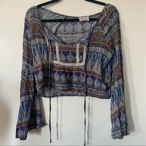 Pacsun LA Hearts Paisley Boho Top with bell sleeves
